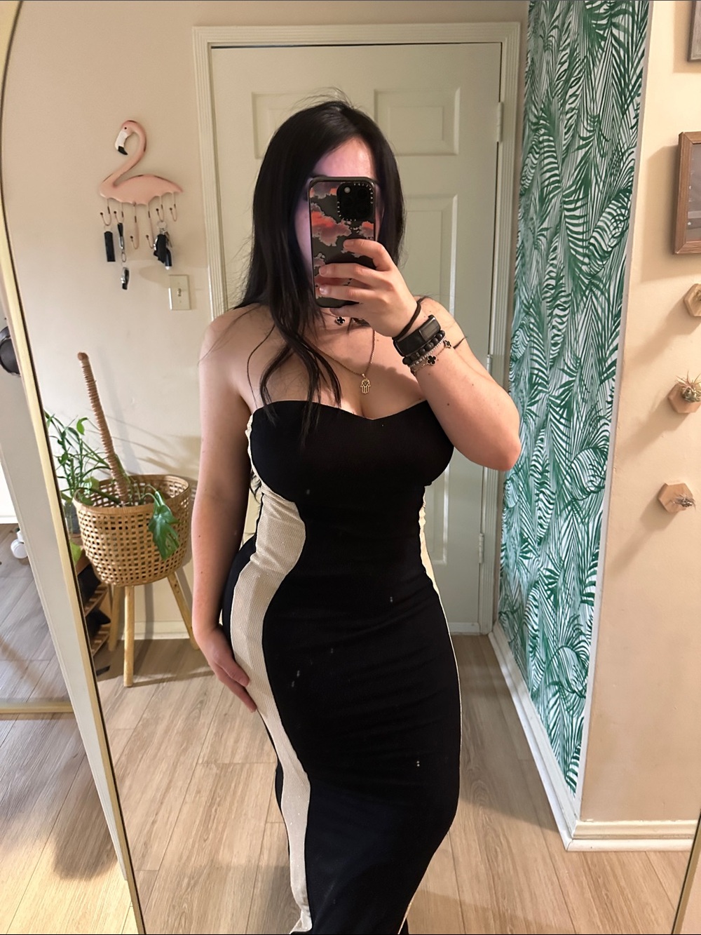 Windsor Black and Cream Strapless Maxi Hourglass Gown - Picture 3 of 12
